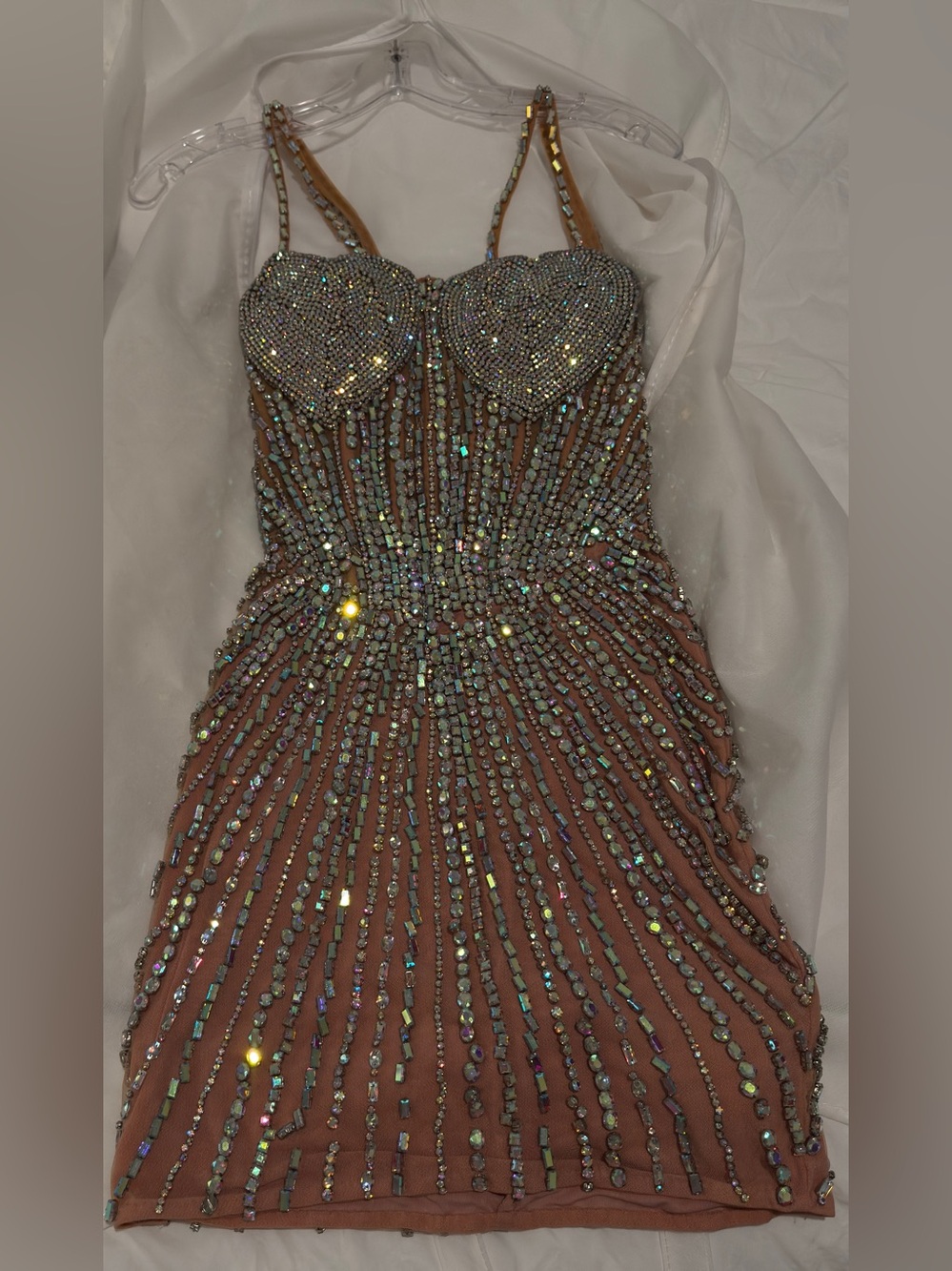 Portia & Scarlett Heart Neckline Embellished Mini Dress - Picture 3 of 11